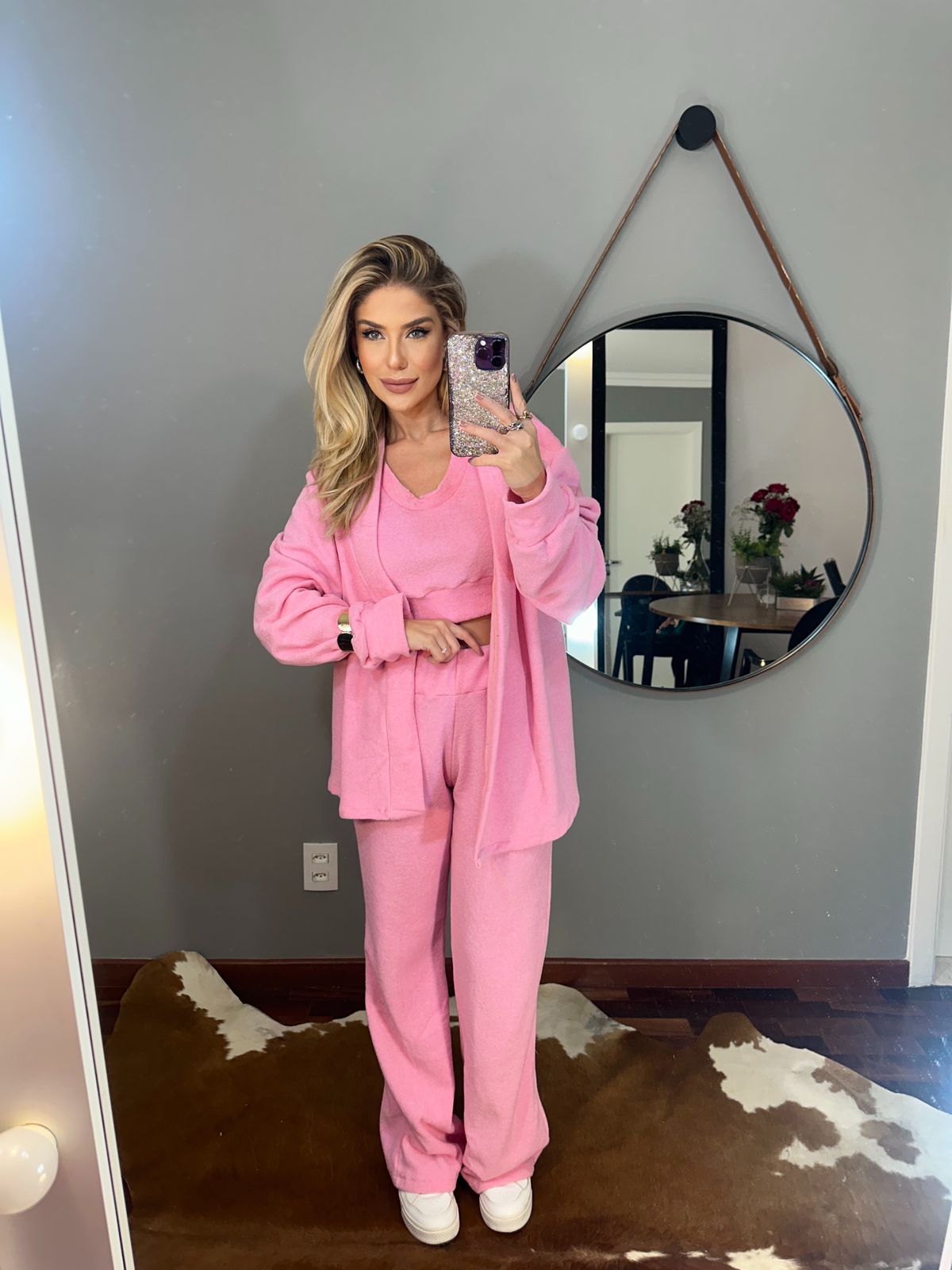 Conjunto Mauve Peluciado Rosa