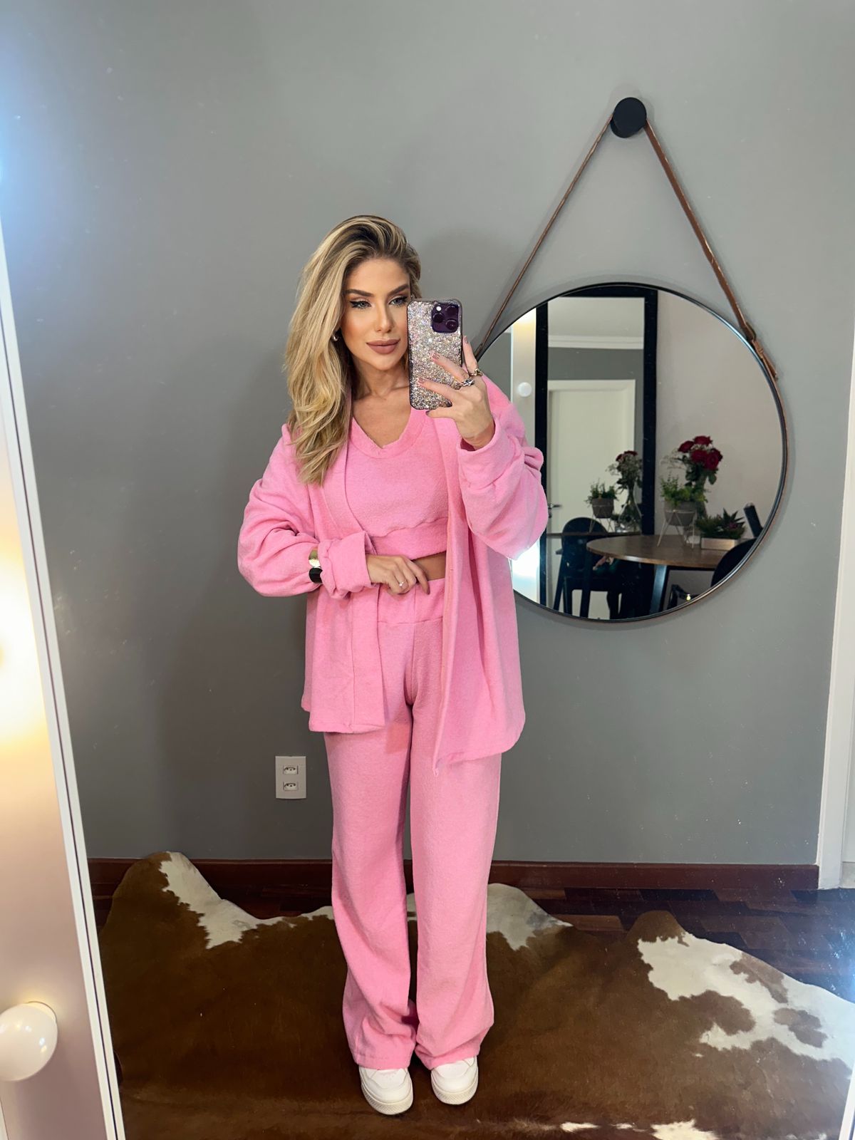 Conjunto Mauve Peluciado Rosa