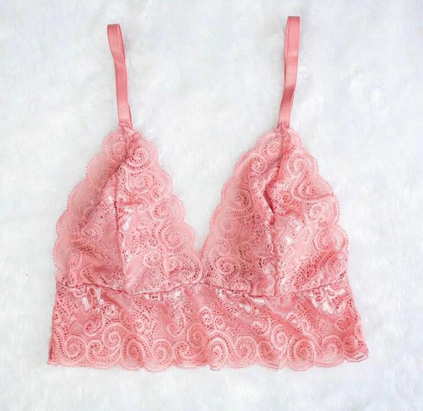 Top de Renda Rosa Confortável