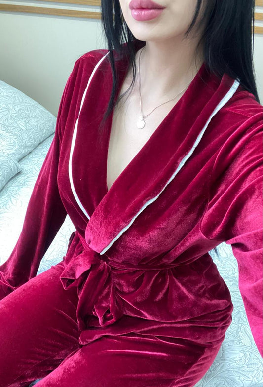 Pijama Velvet Longo Vermelho