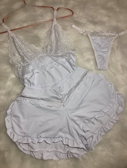 Babydoll Alice em Microfibra e Renda com Calcinha