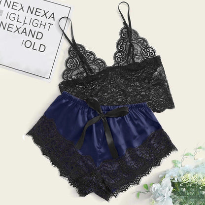 Babydoll Nicole em Cetim e Renda – Conjunto 2 Peças