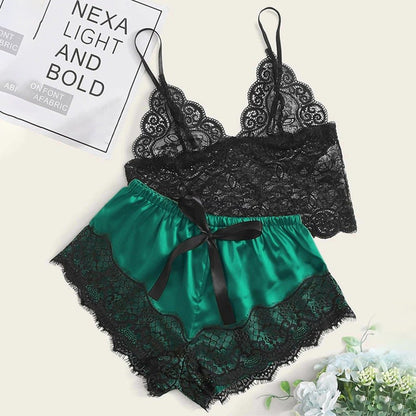 Babydoll Nicole em Cetim e Renda – Conjunto 2 Peças