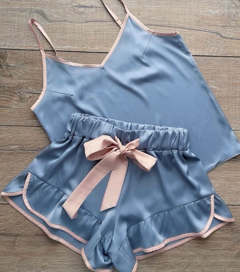 Conjunto Anna Cetim Azul Candy 3 Peças