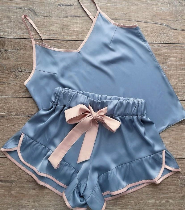 Conjunto Anna Cetim Azul Candy