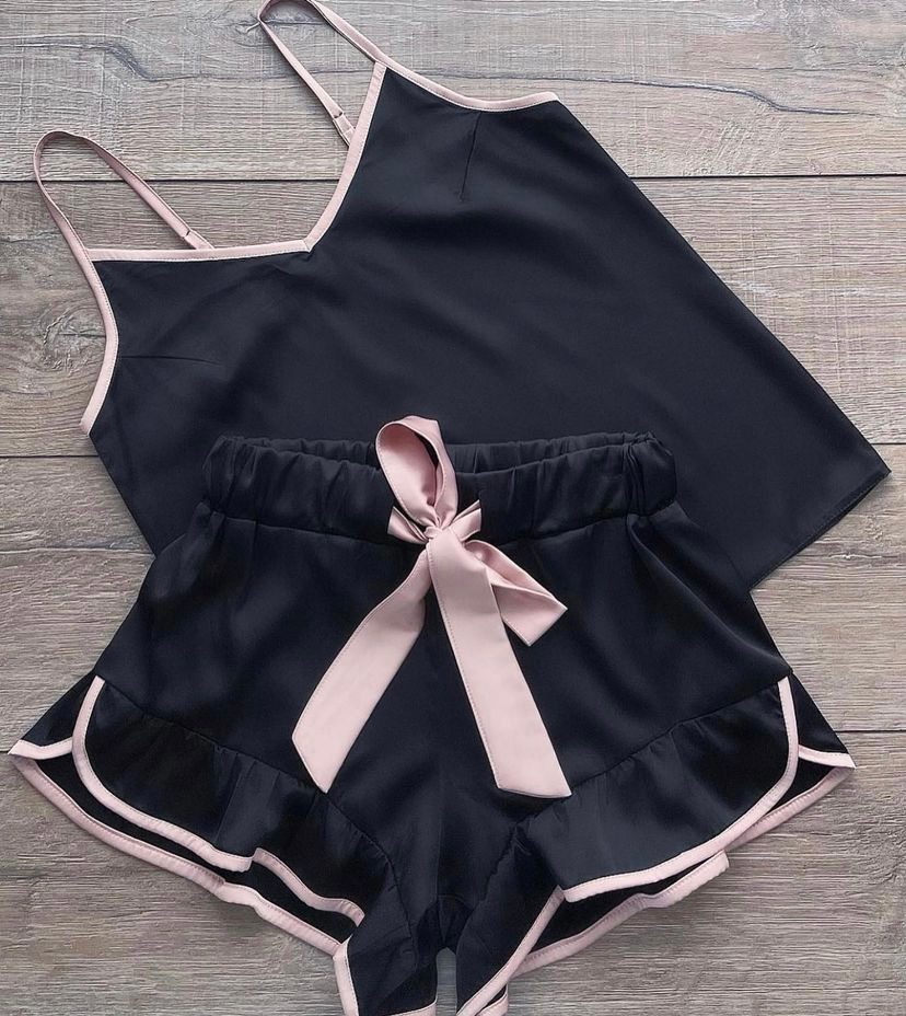 Conjunto Anna Cetim Preto