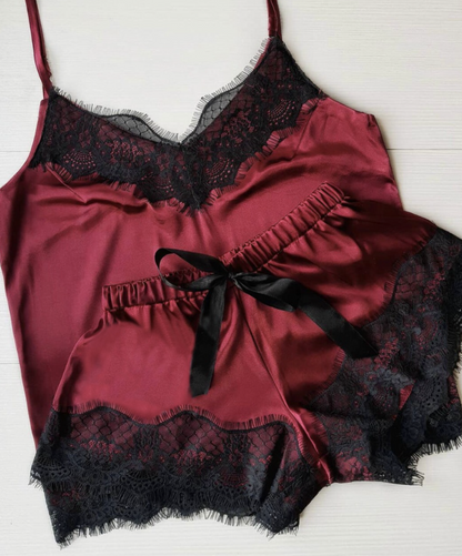 Babydoll Cetim com Renda 2 Peças