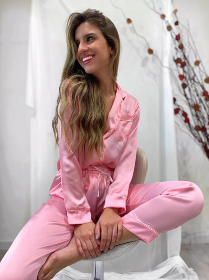 Pijama Angel Cetim Manga Longa Feminino