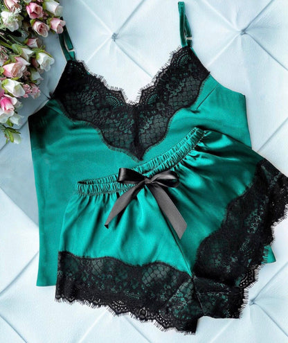 Babydoll Cetim com Renda 2 Peças