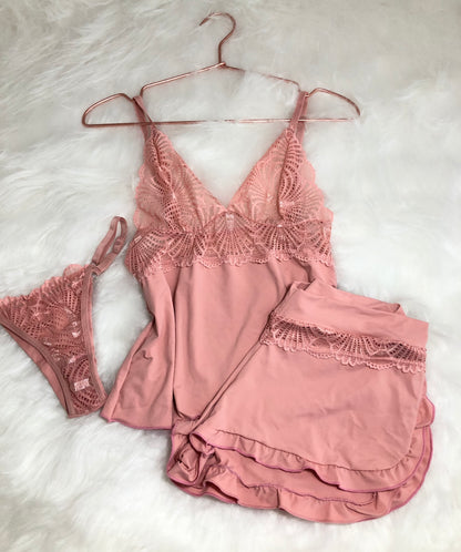 Babydoll Alice em Microfibra e Renda com Calcinha