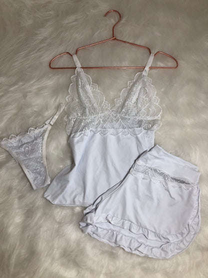 Babydoll Alice em Microfibra e Renda com Calcinha